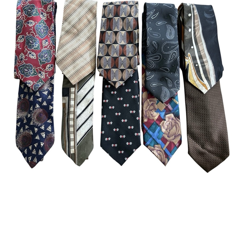Lot‎ Of Ten Miscellaneous Ties  Unlabeled And Polyester